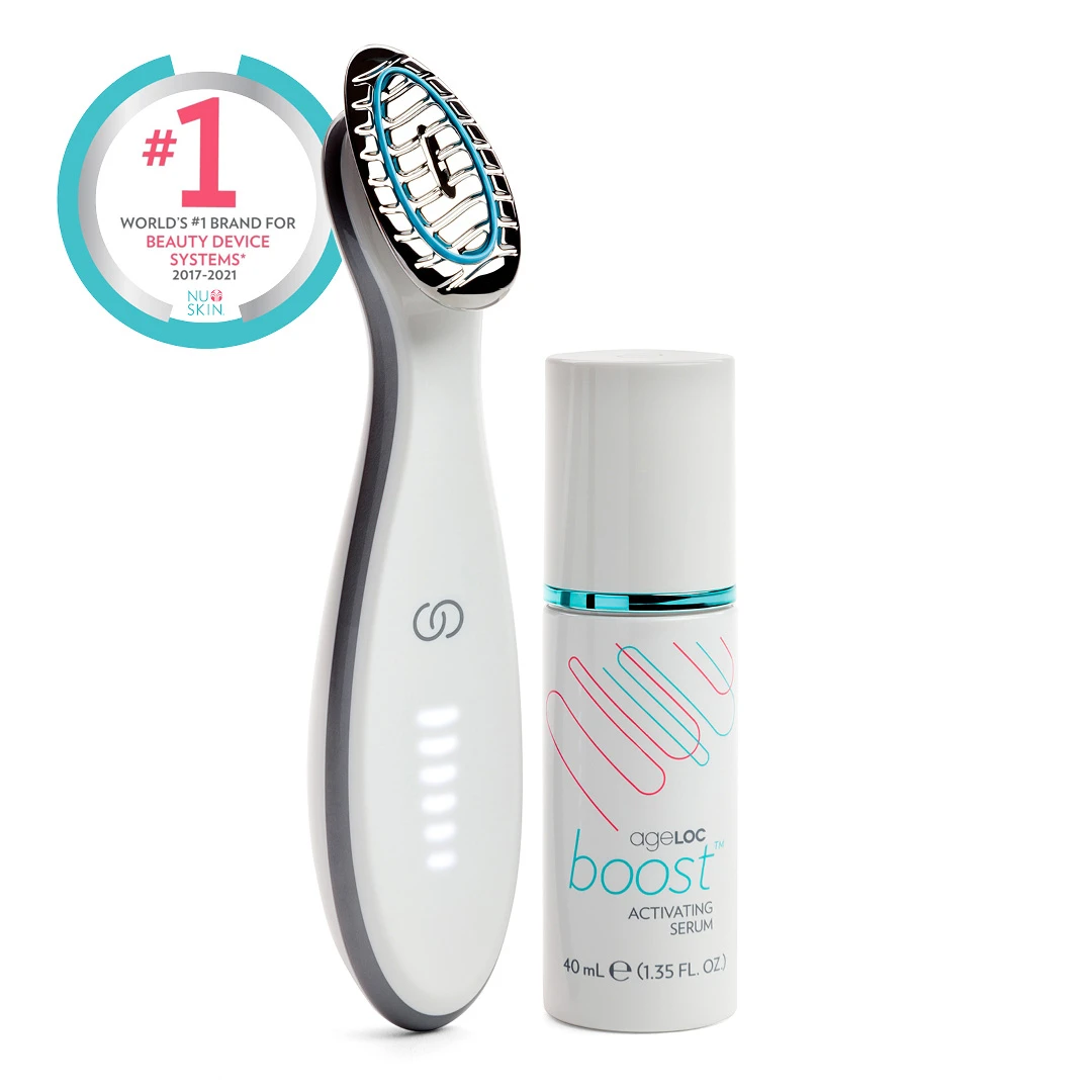 Urządzenie ageLOC Boost z dedykowanym serum.